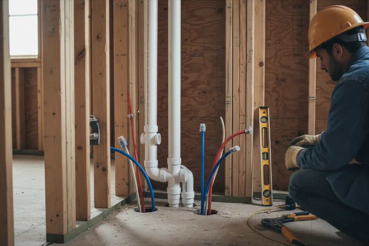 Drain and supply rough-in during Drain Cleaning in Waldron