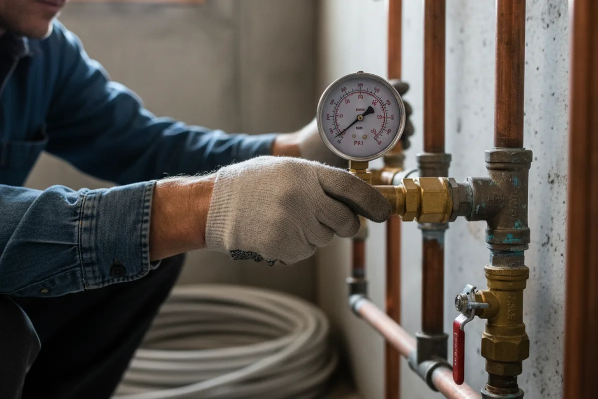 Pressure testing a repaired line during Water Line Repair in Waldron